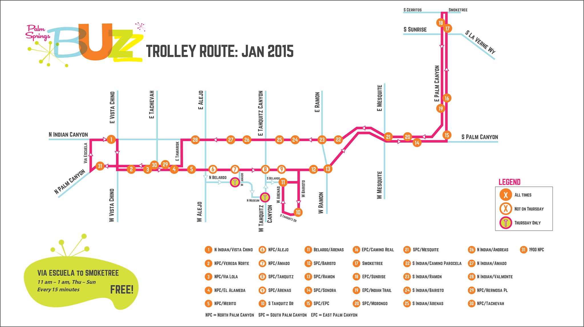 Here Is The Route For The New Free Palm Springs Buzz Shuttle Cactus Hugs Coachella 2022 Shuttle Map