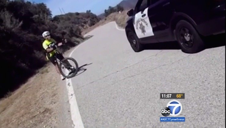 Cyclist freaks out on cop