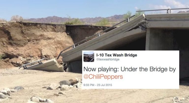 The Collapsed Tex Wash Bridge is Tweeting Now