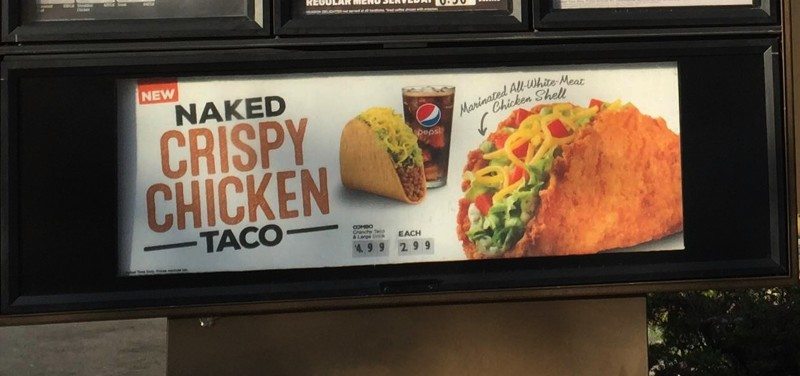 taco bell naked crispy chicken taco menu