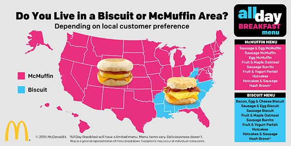 McDonald's map of breakfast