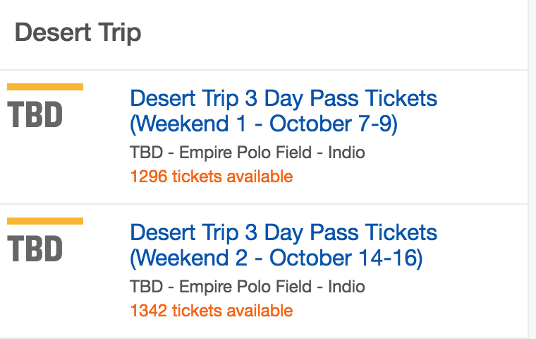 Desert Trip StubHub