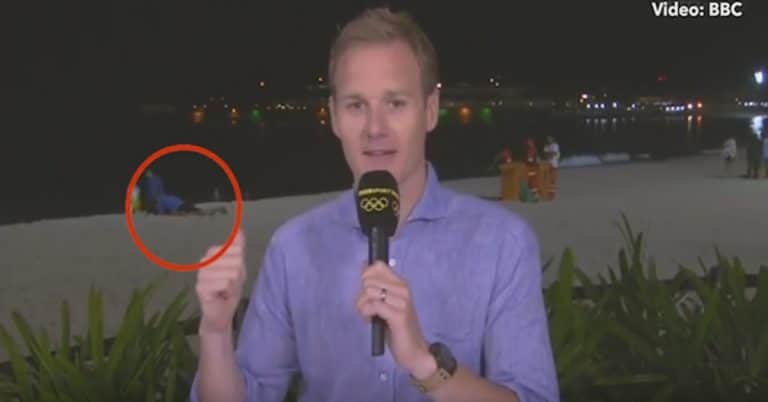 Video: Reporter wants you to know that couple behind him is totally not doing it