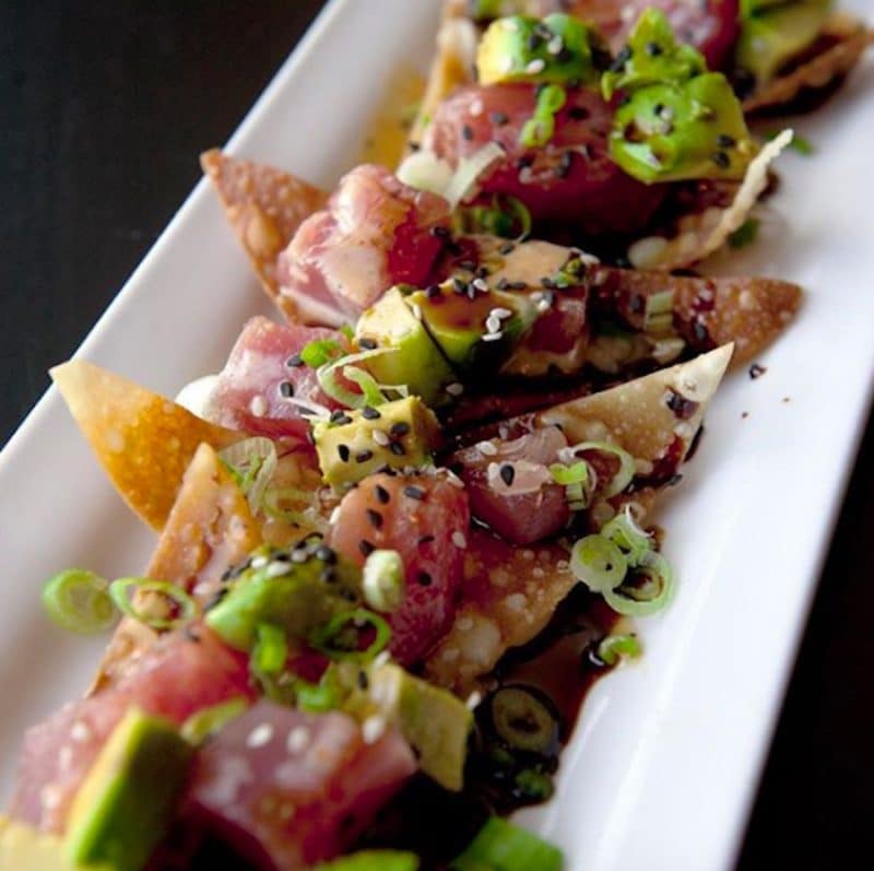 Ahi Sesame Poke Nachos from Cork and Fork during Happy Hour in La Quinta, California