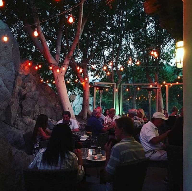 The patio at the La Quinta Cliffhouse restaurant and bar in La Quinta, California 
