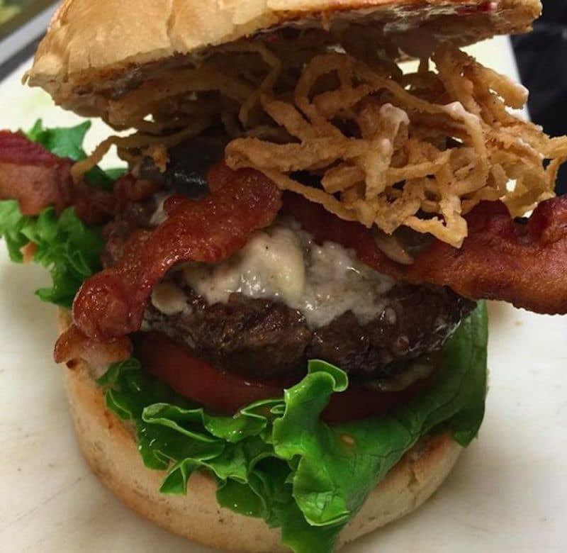 A hamburger from Grill-A-Burger in Palm Desert, California
