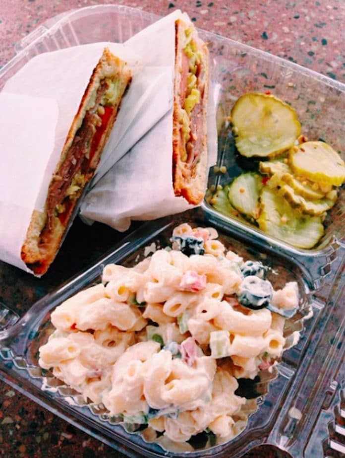 A sandwich and side from Jensen's Minute Shop in Palm Desert, California