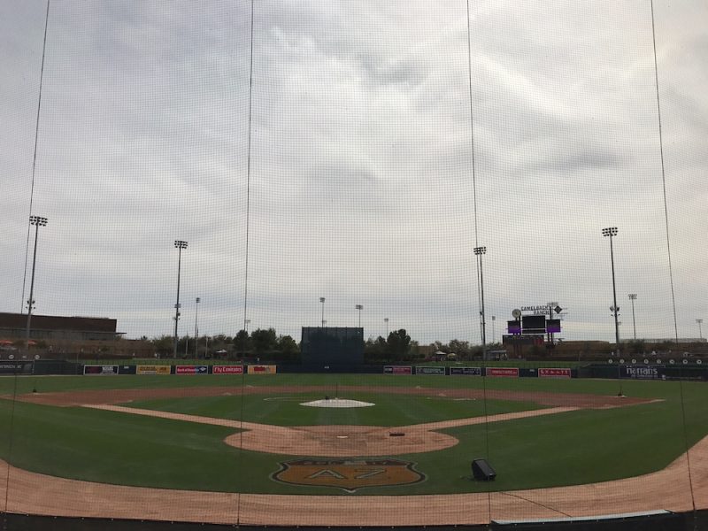 The field at Camelback Ranch about about an hour before game time 