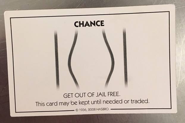 Man arrested despite being in possession of a ‘Get Out of Jail’ free card