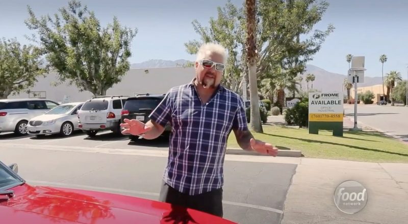Guy Fieri of the Food Network outside of Zobo and Meester's in Cathedral City, California taping his show Diners, Drive-ins, and Dives