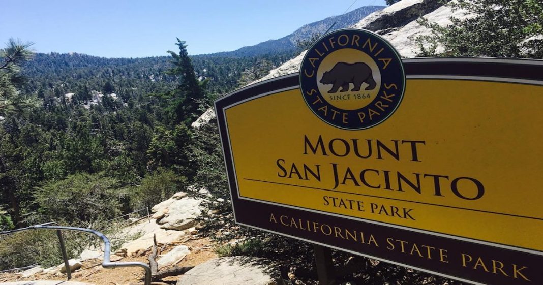 The sign for Mount San Jacinto National Park as you leave from the Palm Springs Tramway Mountain Station