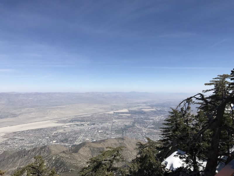 A view of the Coachella Valley as seen from the Desert View loop trail from the Mountain Station of the Palm Springs Aerial Tramway 
