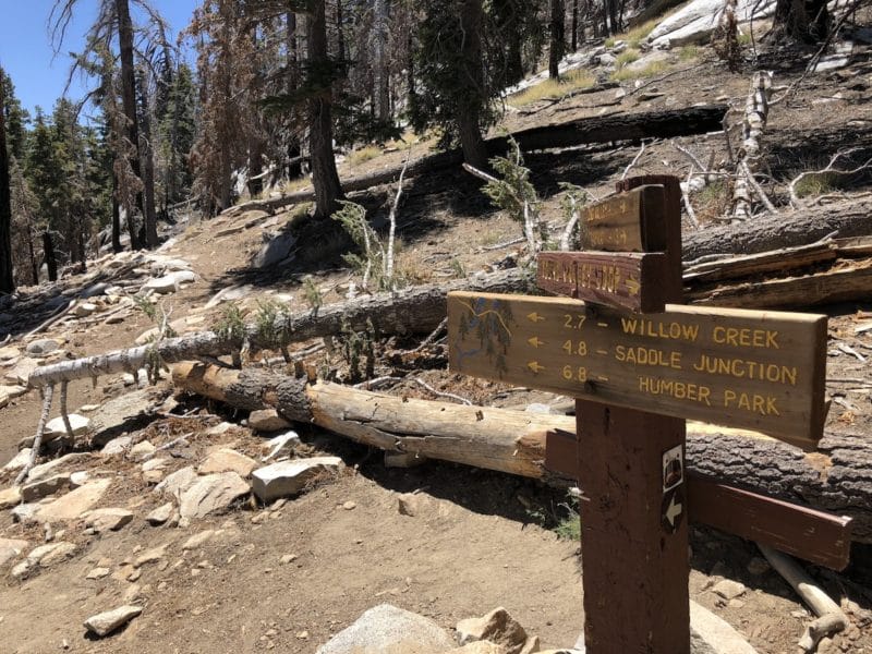 A sign seen on the Round Valley loop hiking trail in the San Jacinto Mountains