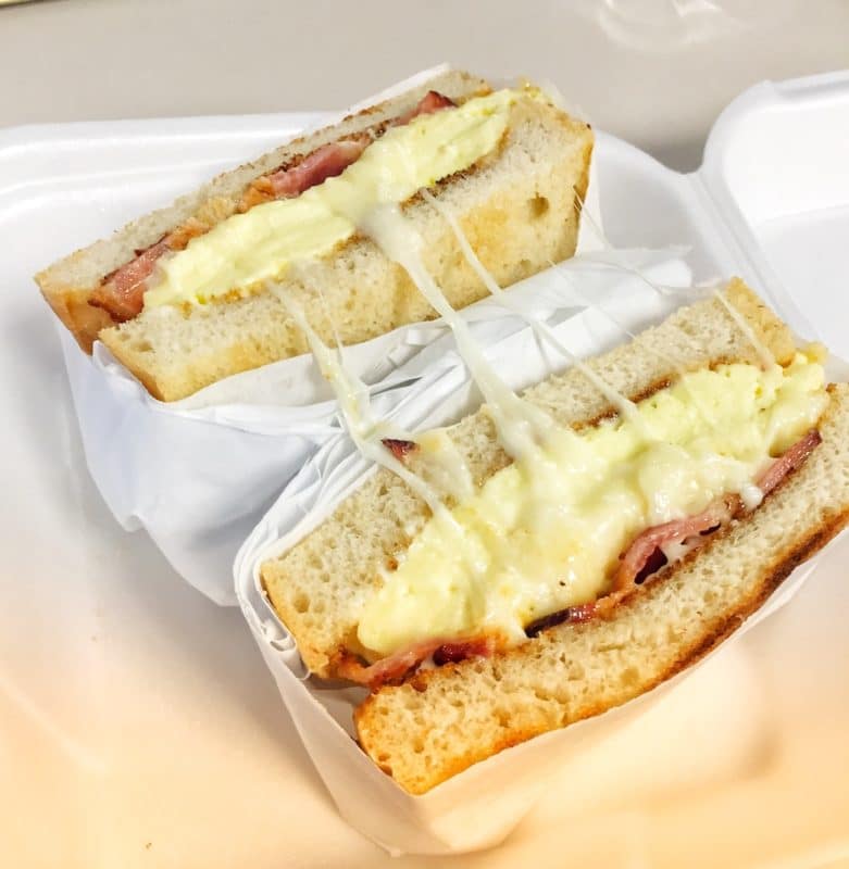 An egg, bacon, and cheese sandwich from the Lunch Box in Palm Desert