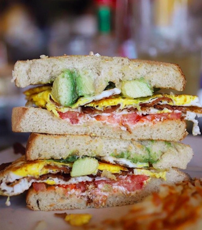 A breakfast sandwich served at Louis's Pantry in Palm Desert