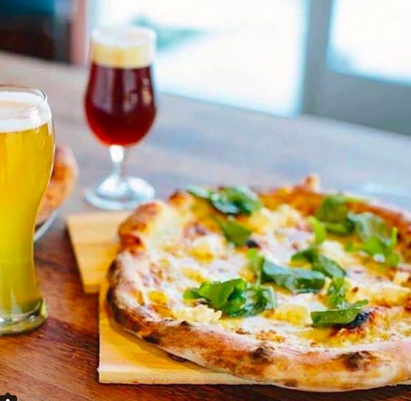 Pizza and beer from Pizzeria Villagio Italian Kitchen in Palm Desert, California