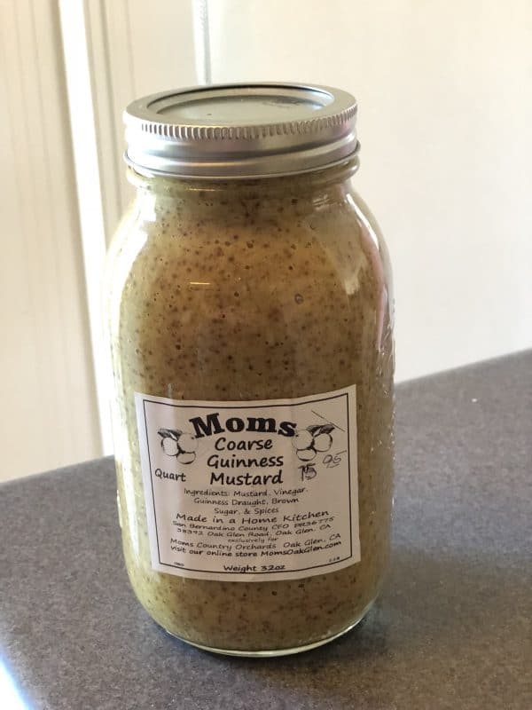 A big jar of mustard made with Guinness beer found in Oak Glen