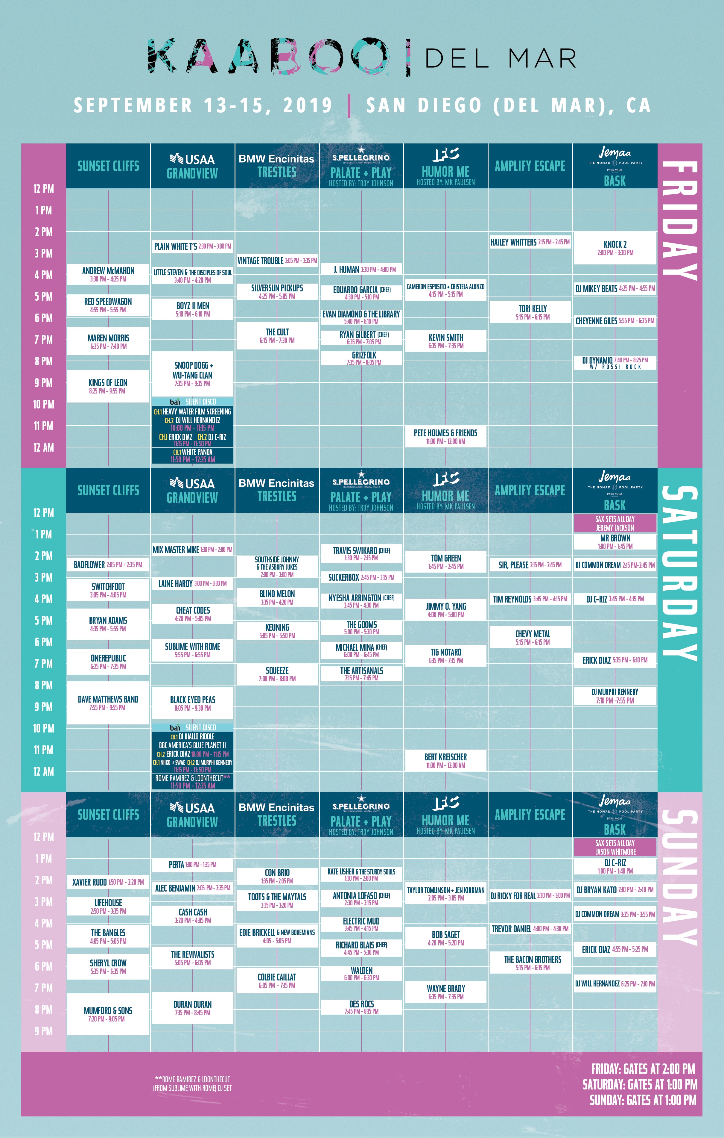 KAABOO Del Mar 2019 Here are your daily set times Cactus Hugs