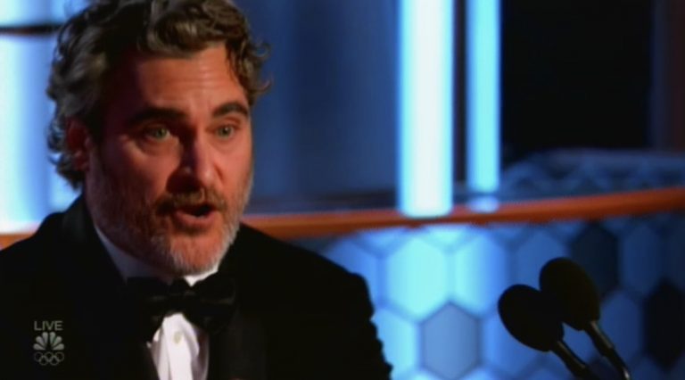 Joaquin Phoenix used his Golden Globe speech to ask his fellow celebs to stop taking private jets to the Palm Springs Film Fest